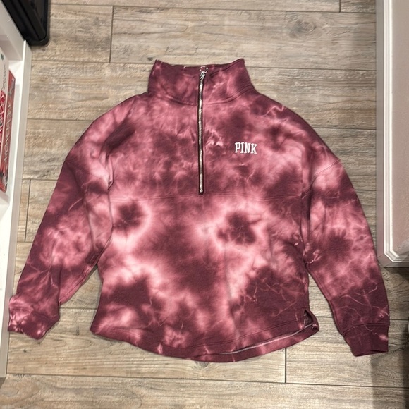 PINK Tie-Dye Quarter-Zip Pullover - Picture 1 of 4